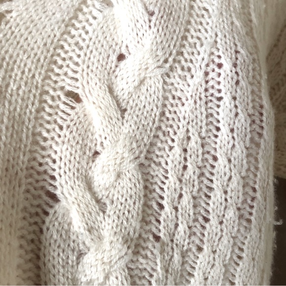 Prabal Gurung RARE 100% Cashmere Knit V-Neck Fisherman Pullover Cream Sweater S - Picture 9 of 13